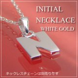 miniイニシャルペンダントヘッド K10ホワイトゴールド[N]※ネックレスチェーンは別売りです。