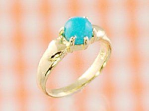 画像1: 愛あるファーストプレゼントに誕生指輪を　K18ゴールドジュエルベビーリング　ターコイズ