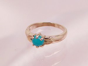 画像1: 愛あるファーストプレゼントに誕生指輪を K10ピンクゴールド ジュエルベビーリング [ターコイズ]