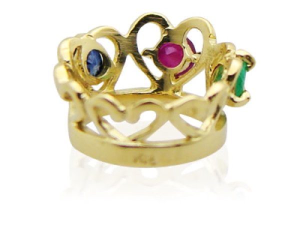 画像3: 刻印できるティアラベビーリング/宝石3個【K18イエローゴールド】 (3)