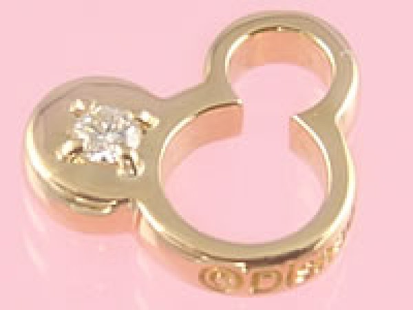 画像1: 誕生石のミッキーマウスがお守りになる　ゴールドディズニーベビーリング　ダイアモンド (1)