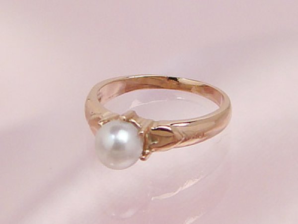 画像1: 愛あるファーストプレゼントに誕生指輪を K10ピンクゴールド ジュエルベビーリング [パール] (1)